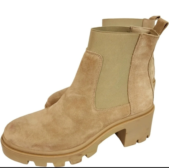 ANTONIO DE FARIA Suede  chunky ankle Booties tan block heel leather grunge y2k - Picture 3 of 10